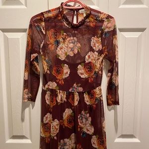 Burgundy floral dress